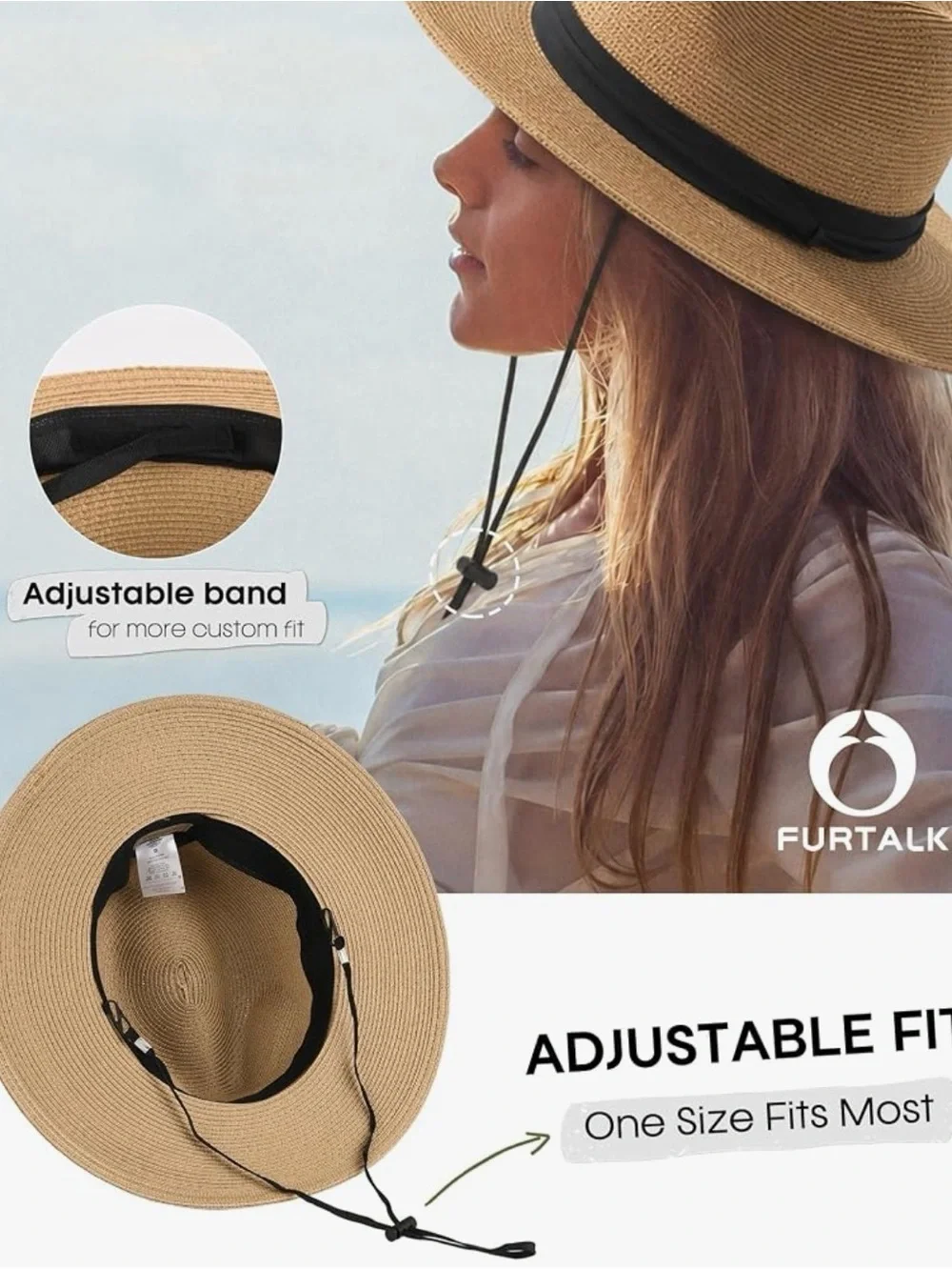 Straw Fedora Hat with Black Band - Women Accessories
